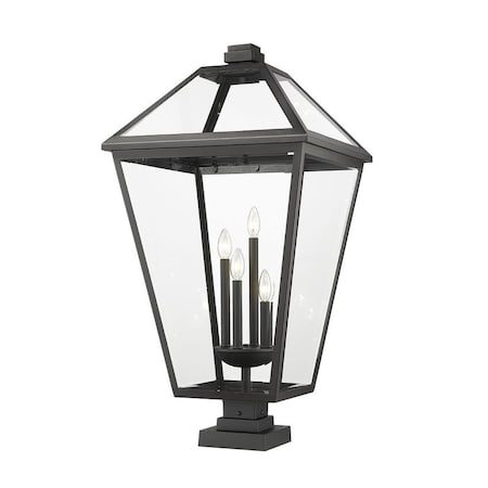 Z-Lite Talbot 4 Light Outdoor Pier Mounted Fixture, Black & Clear Beveled 579PHXLXS-SQPM-BK